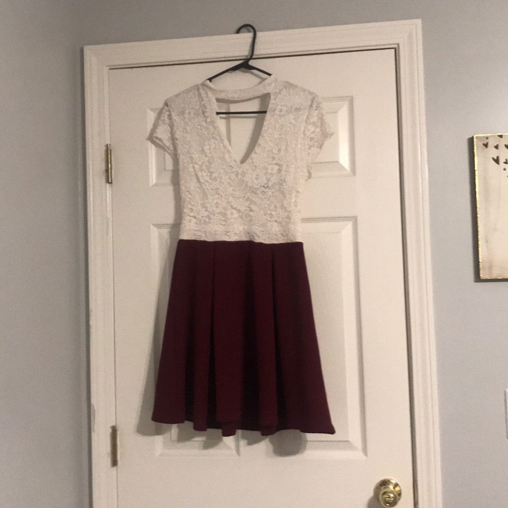 Red and white above knee length